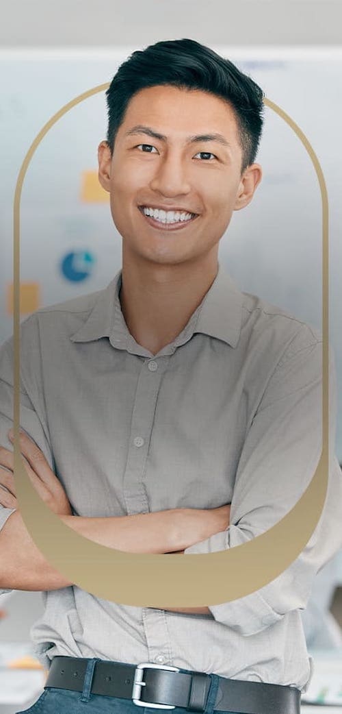 Man in an office giving a presentation at work